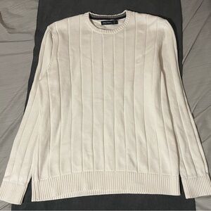 Nautica Men’s Cream Ribbed Crewneck Sweater